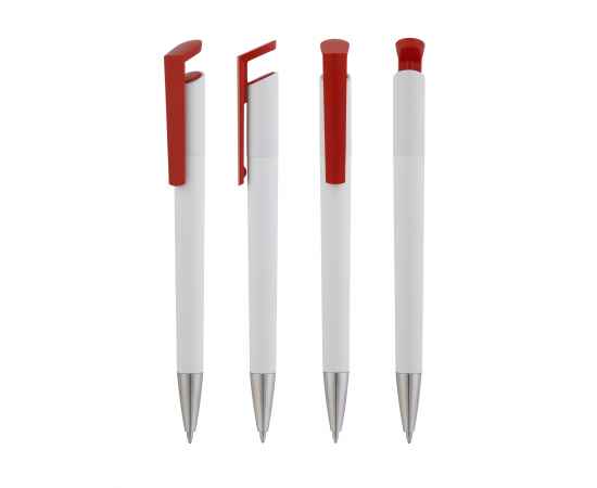 Ручка шариковая 'Chuck', белый с красным, Цвет: белый с красным, изображение 3