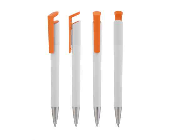 Ручка шариковая 'Chuck', белый с оранжевым, Цвет: белый с оранжевым, изображение 3