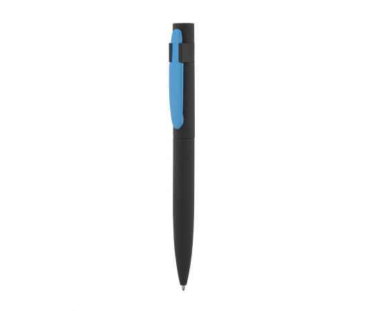Ручка шариковая 'Lip', покрытие soft touch, черный с голубым, Цвет: черный с голубым, изображение 3