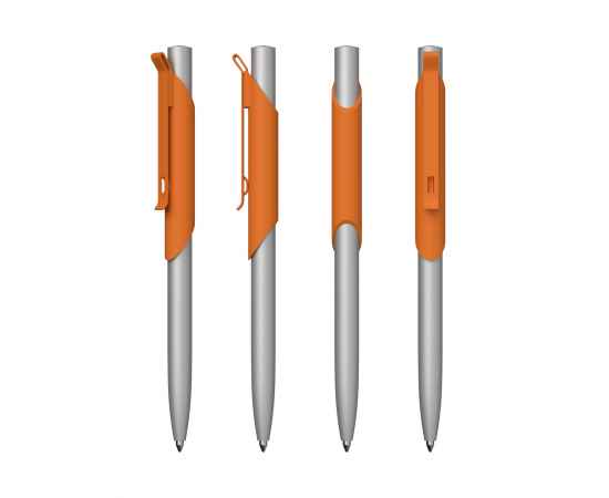 Ручка шариковая 'Skil', покрытие soft touch, оранжевый с серебристым, Цвет: оранжевый с серебристым, изображение 3