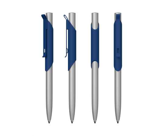 Ручка шариковая 'Skil', покрытие soft touch, темно-синий с серебристым, Цвет: темно-синий с серебристым, изображение 3