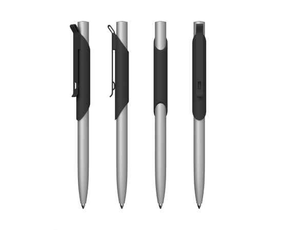Ручка шариковая 'Skil', покрытие soft touch, черный с серебристым, Цвет: черный с серебристым, изображение 3