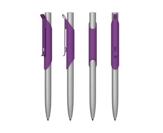 Ручка шариковая 'Skil', покрытие soft touch, фиолетовый с серебристым, Цвет: фиолетовый с серебристым, изображение 3
