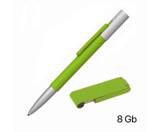 Набор ручка 'Clas' + флеш-карта 'Case' 8 Гб в футляре, покрытие soft touch, зеленое яблоко, Цвет: зеленое яблоко, изображение 2