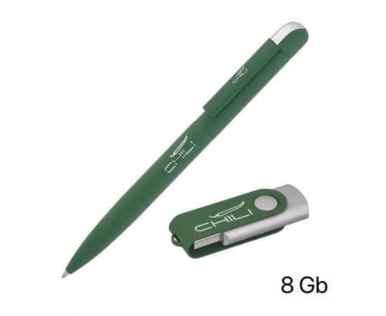 Набор ручка + флеш-карта 8 Гб в футляре, покрытие soft touch, темно-зеленый, Цвет: темно-зеленый, изображение 2