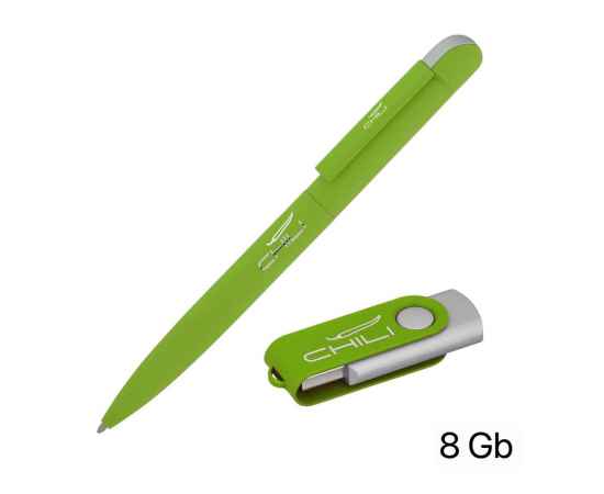 Набор ручка + флеш-карта 8 Гб в футляре, покрытие soft touch, зеленое яблоко, Цвет: зеленое яблоко, изображение 2