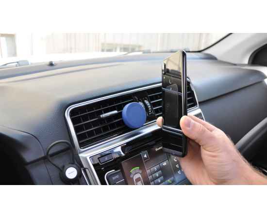 Набор автомобильное зарядное устройство 'Slam' + магнитный держатель для телефона 'Allo' в футляре, покрытие soft touch, темно-синий, Цвет: темно-синий, изображение 2
