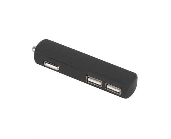 Автомобильное зарядное устройство 'Slam' с 2-мя разъёмами USB, покрытие soft touch, черный, Цвет: черный, изображение 2