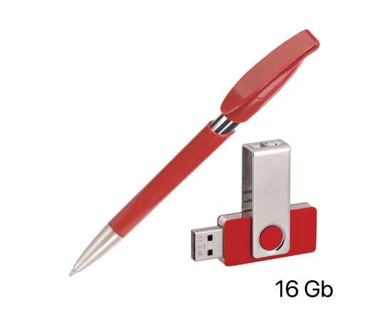 Набор ручка + флеш-карта 16Гб в футляре, красный, изображение 2