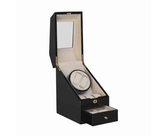 Шкатулка для часов с подзаводом, черный, Цвет: черный, изображение 2