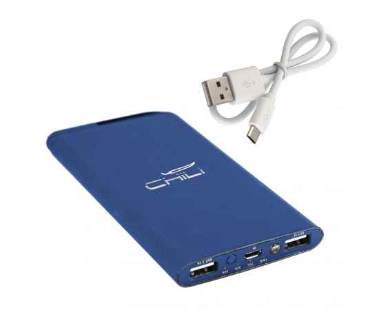Зарядное устройство 'Theta', 6000 mAh, 2 выхода USB, покрытие soft touch, темно-синий, Цвет: темно-синий, изображение 2