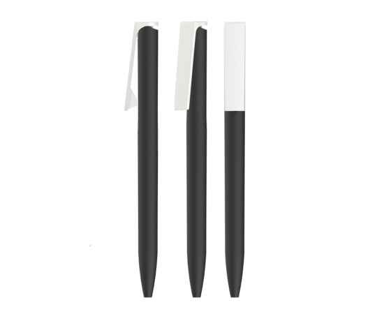 Ручка шариковая 'Clive', покрытие soft touch, черный с белым, Цвет: черный с белым, изображение 3
