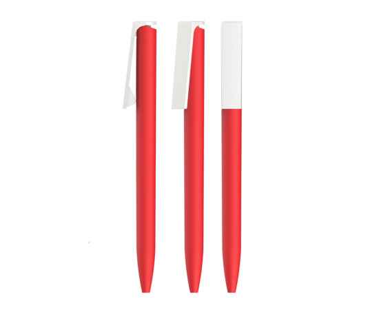 Ручка шариковая 'Clive', покрытие soft touch, красный с белым, Цвет: красный с белым, изображение 3