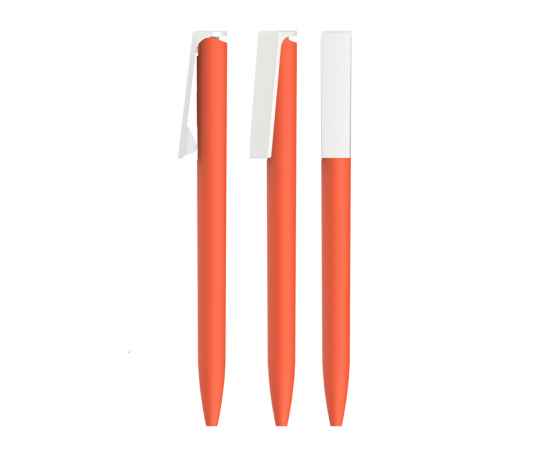 Ручка шариковая 'Clive', покрытие soft touch, оранжевый с белым, Цвет: оранжевый с белым, изображение 3