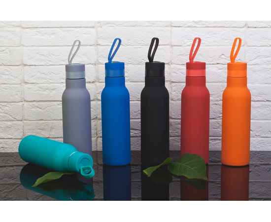Бутылка для воды 'Фитнес' 700 мл, покрытие soft touch, серый, Цвет: серый, изображение 3