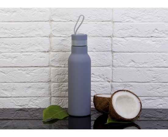 Бутылка для воды 'Фитнес' 700 мл, покрытие soft touch, серый, Цвет: серый, изображение 2