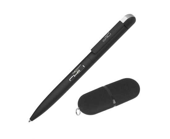 Набор ручка + флеш-карта 16 Гб в футляре, покрытие soft grip, черный, Цвет: черный, изображение 2
