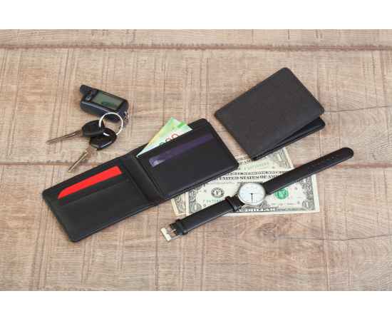 Портмоне с RFID - защитой от считывания данных кредиток, черный, Цвет: черный, изображение 4