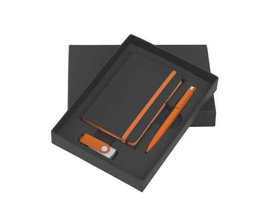 Подарочный набор 'Пьемонт', покрытие soft touch, черный с оранжевым, Цвет: черный с оранжевым, изображение 3