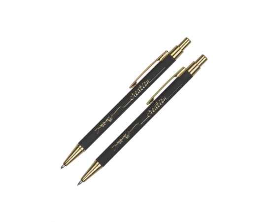Набор 'Ray' (ручка+карандаш), покрытие soft touch, черный с золотом, Цвет: черный с золотом, изображение 4