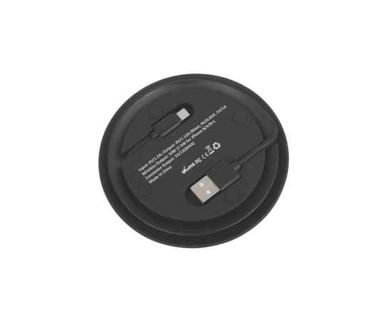 Настольное беспроводное зарядное устройство 'Light SOFTTOUCH' с подсветкой логотипа, черный, Цвет: черный, изображение 4