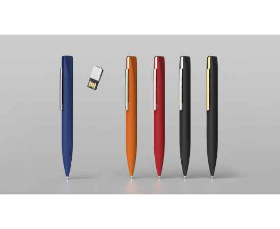Ручка шариковая 'Callisto' с флеш-картой 32Gb, покрытие soft touch, оранжевый, Цвет: оранжевый, изображение 4