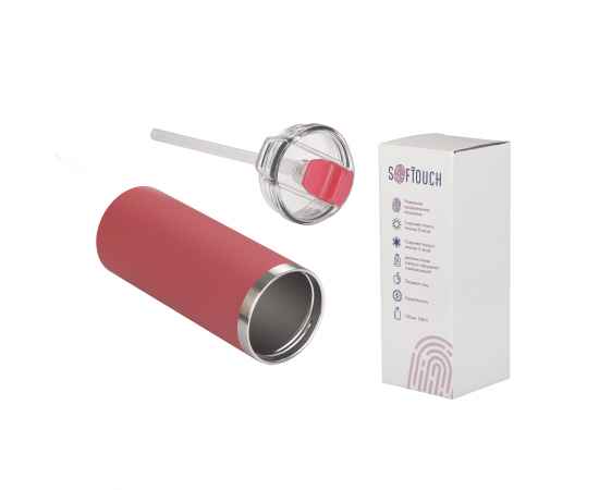 Термостакан 'Хилтон' 480 мл, покрытие soft touch, красный, Цвет: красный, изображение 5