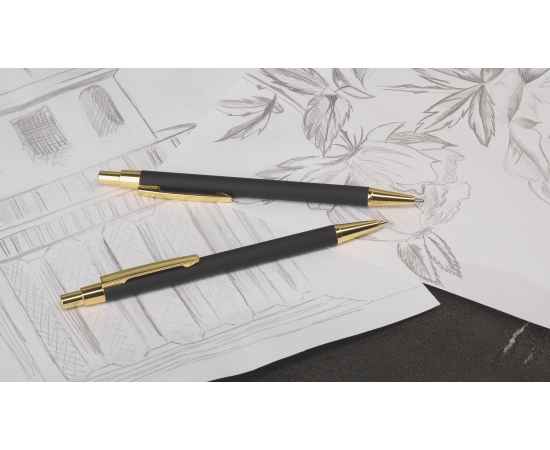 Набор 'Ray' (ручка+карандаш), покрытие soft touch, черный с золотом, Цвет: черный с золотом, изображение 2