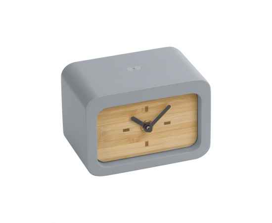 Часы 'Stonehenge' с беспроводным зарядным устройством, камень/бамбук, серый/бежевый, Цвет: серый,бежевый, изображение 2