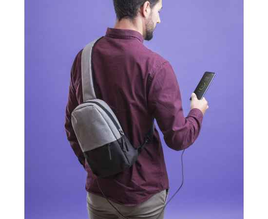 Рюкзак 'Single' на одно плечо, серый, Цвет: серый, изображение 2
