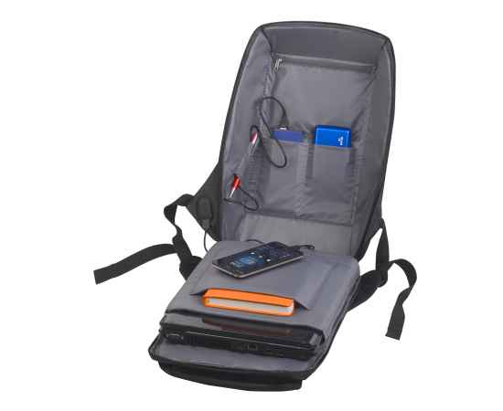 Рюкзак 'City' с USB-разъемом, черный с коричневым, Цвет: черный с коричневым, изображение 8