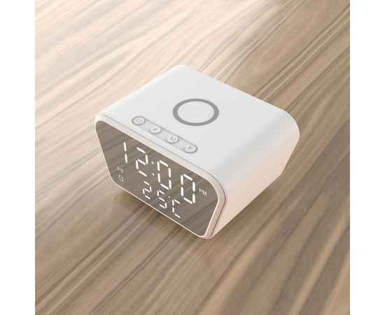 Настольные часы 'Smart Clock' с беспроводным (15W) зарядным устройством, будильником и термометром, белый, Цвет: белый, изображение 5