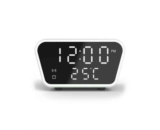 Настольные часы 'Smart Clock' с беспроводным (15W) зарядным устройством, будильником и термометром, белый, Цвет: белый, изображение 4