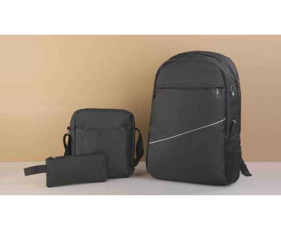 Набор 'TRIO' 3в1: рюкзак, сумка, несессер, черный, Цвет: черный, изображение 2