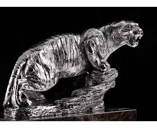 Скульптура 'Тигр', серебристый, Цвет: серебристый, изображение 3
