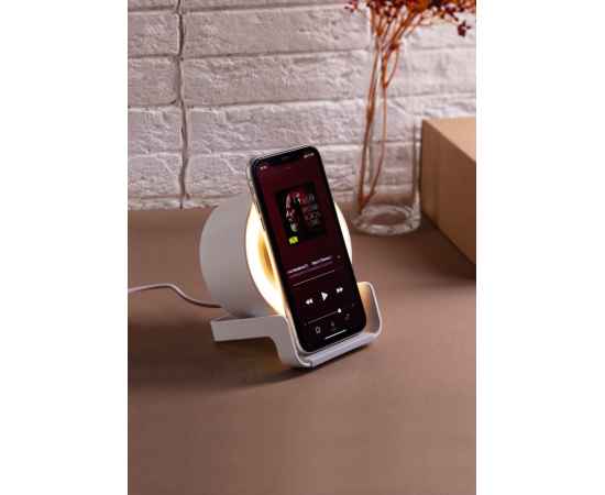 Bluetooth колонка-подставка 'Smart Sound' с беспроводным (10W) зарядным устройством и лампой, белый, Цвет: белый, изображение 3