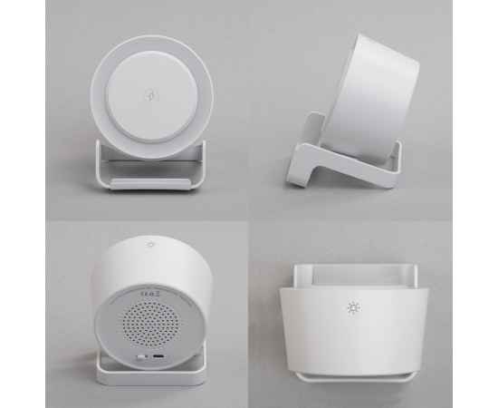 Bluetooth колонка-подставка 'Smart Sound' с беспроводным (10W) зарядным устройством и лампой, белый, Цвет: белый, изображение 6