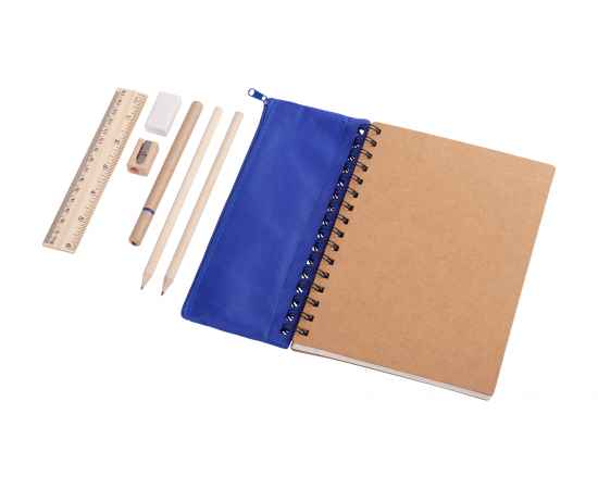 Блокнот 'Full kit' с пеналом и канцелярскими принадлежностями, синий, Цвет: синий, изображение 3