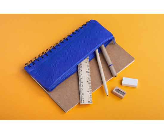 Блокнот 'Full kit' с пеналом и канцелярскими принадлежностями, синий, Цвет: синий, изображение 2