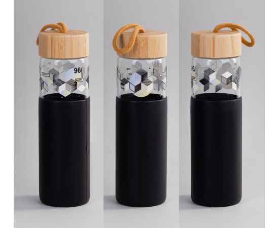 Бутылка для воды 'Wellness' 600 мл в силиконовом чехле, черный, Цвет: черный, изображение 5