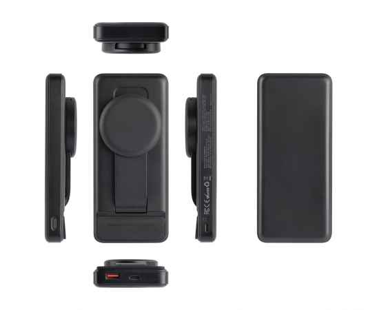 Беспроводная зарядная (20W/15W) станция-пауэрбэнк 'Slider' 10000 mAh для смартфонов, наушников, часов, с подвижным зарядным блоком, черный, Цвет: черный, изображение 3