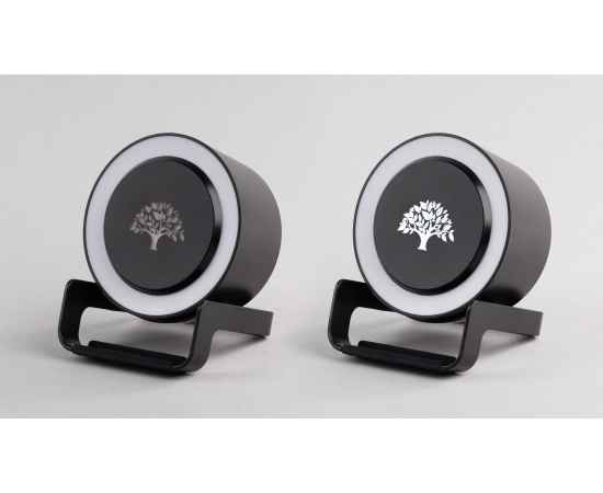 Bluetooth колонка-подставка 'Smart Loud' с беспроводным (10W) зарядным устройством, лампой и подсветкой логотипа, черный, изображение 3