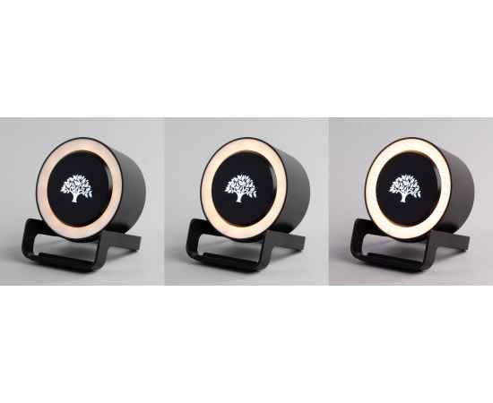 Bluetooth колонка-подставка 'Smart Loud' с беспроводным (10W) зарядным устройством, лампой и подсветкой логотипа, черный, изображение 4