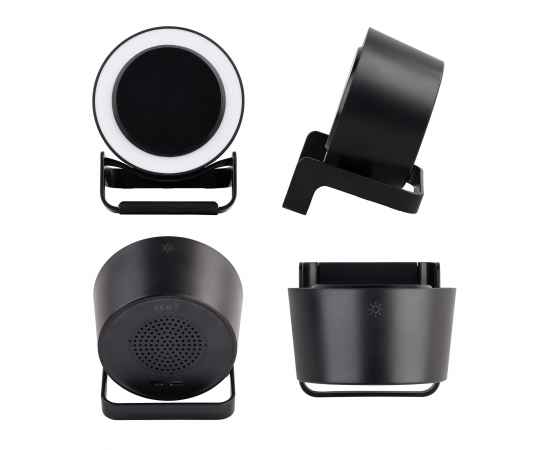 Bluetooth колонка-подставка 'Smart Loud' с беспроводным (10W) зарядным устройством, лампой и подсветкой логотипа, черный, изображение 5