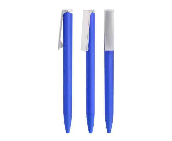 Ручка шариковая 'Clive', синий, покрытие soft touch, синий с серебристым, изображение 2