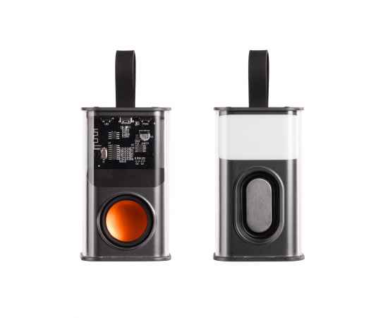 Bluetooth колонка 'Hi-Fi' 5Вт с разноцветной подсветкой и прозрачным корпусом, черный с оранжевым, изображение 2