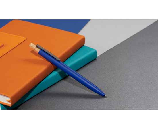 Ручка шариковая 'Matt' из переработанного алюминия и пластика, с кнопкой из бамбука, синий, Цвет: синий, изображение 5