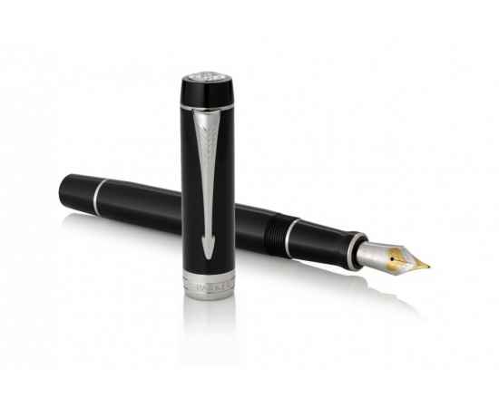Перьевая ручка Parker Duofold Classic Black CT Centennial Fountain Pen, перо: F, цвет чернил: black, в подарочной упаковке., изображение 5