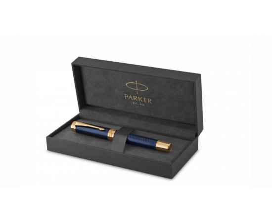 Перьевая ручка Parker Duofold Prestige Centennial, Blue Chevron GT Foutain Pen Fine, перо: F, цвет чернил: black, в подарочной упаковке., изображение 2