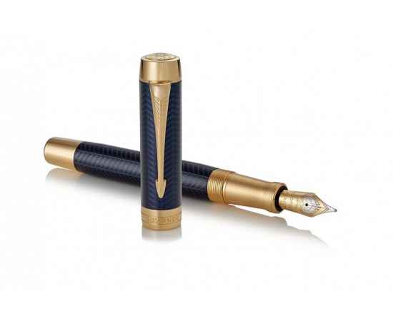 Перьевая ручка Parker Duofold Prestige Centennial, Blue Chevron GT Foutain Pen Fine, перо: F, цвет чернил: black, в подарочной упаковке., изображение 4